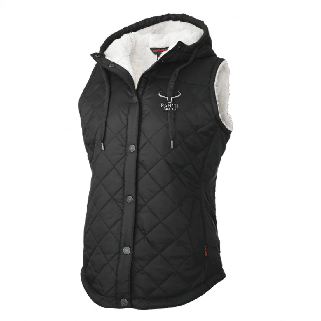 Ranch Brand Veste matelassée à doublure Sherpa pour Femme, Noir Logo Silver