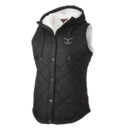Ranch Brand Veste matelassée à doublure Sherpa pour Femme, Noir Logo Silver