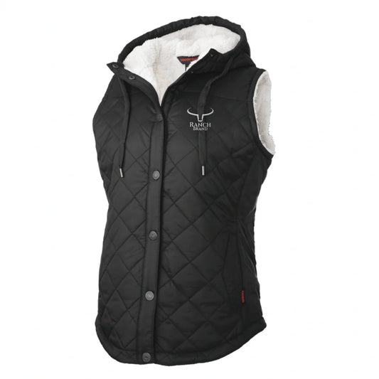 Ranch Brand Veste matelassée à doublure Sherpa pour Femme, Noir Logo Silver