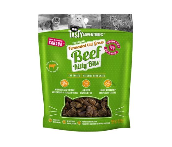 Jay's Kitty Bits, Gâteries Fermentées Pour Chat, Boeuf 60gr