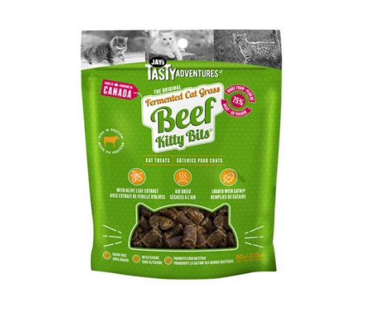 Jay's Kitty Bits, Gâteries Fermentées Pour Chat, Boeuf 60gr