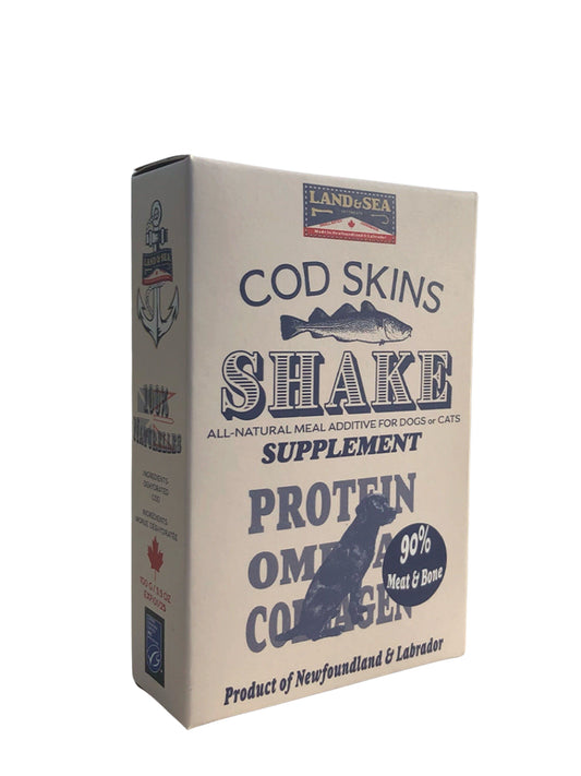 Land & Sea Suppléments En Flocon Pour Chien Et Chat, Peaux De Morue, Os Mous Et Viande 25gr