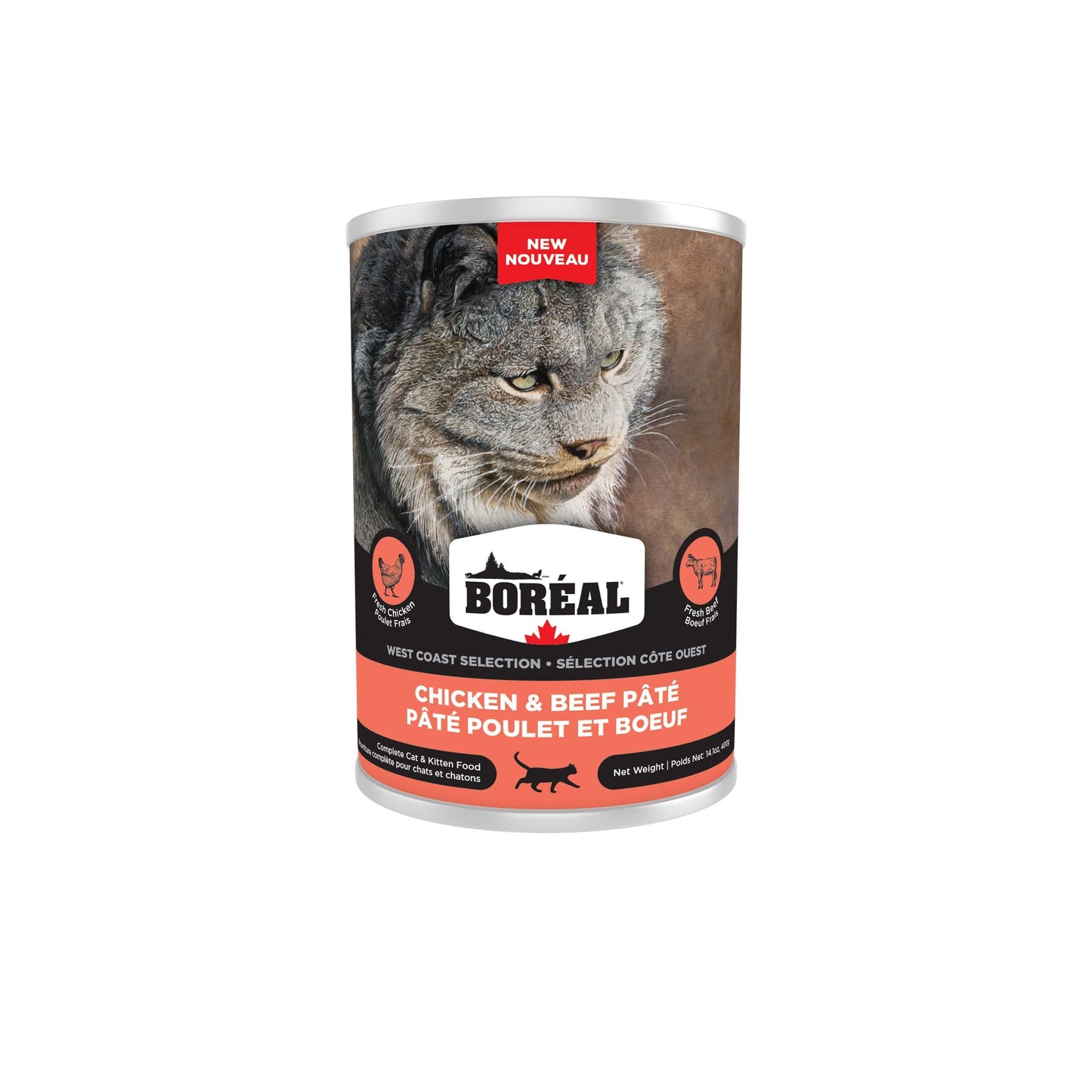 Boréal West Coast, Conserve Pour Chat, Poulet Et Boeuf 400g