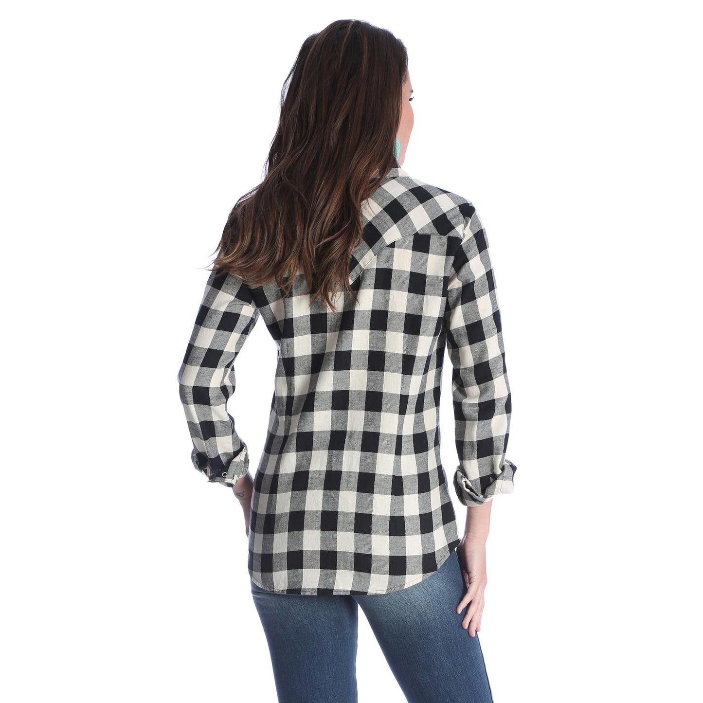 Wrangler Chemise pour Femme à Carreaux Blanc et Noir
