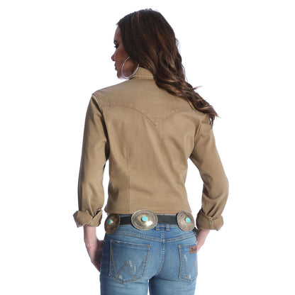 Wrangler Chemise Manches Longues Beige pour Femme