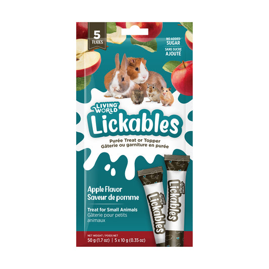 Gâteries Lickables Living World pour petits animaux, saveur de pomme, 5 tubes (10 g)