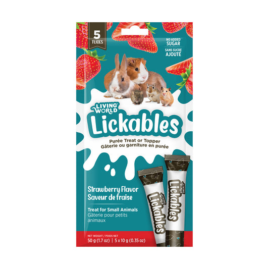 Gâteries Lickables Living World pour petits animaux, saveur de fraise, 5 tubes (10 g)