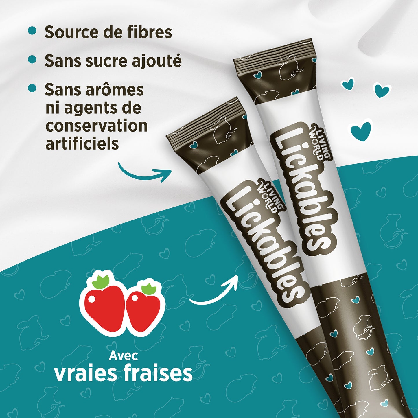 Gâteries Lickables Living World pour petits animaux, saveur de fraise, 5 tubes (10 g)