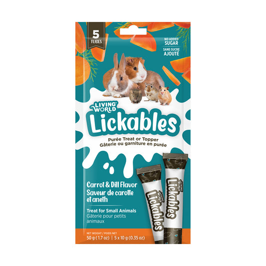 Gâteries Lickables Living World pour petits animaux, saveur de carotte/aneth, 5tubes (10 g)