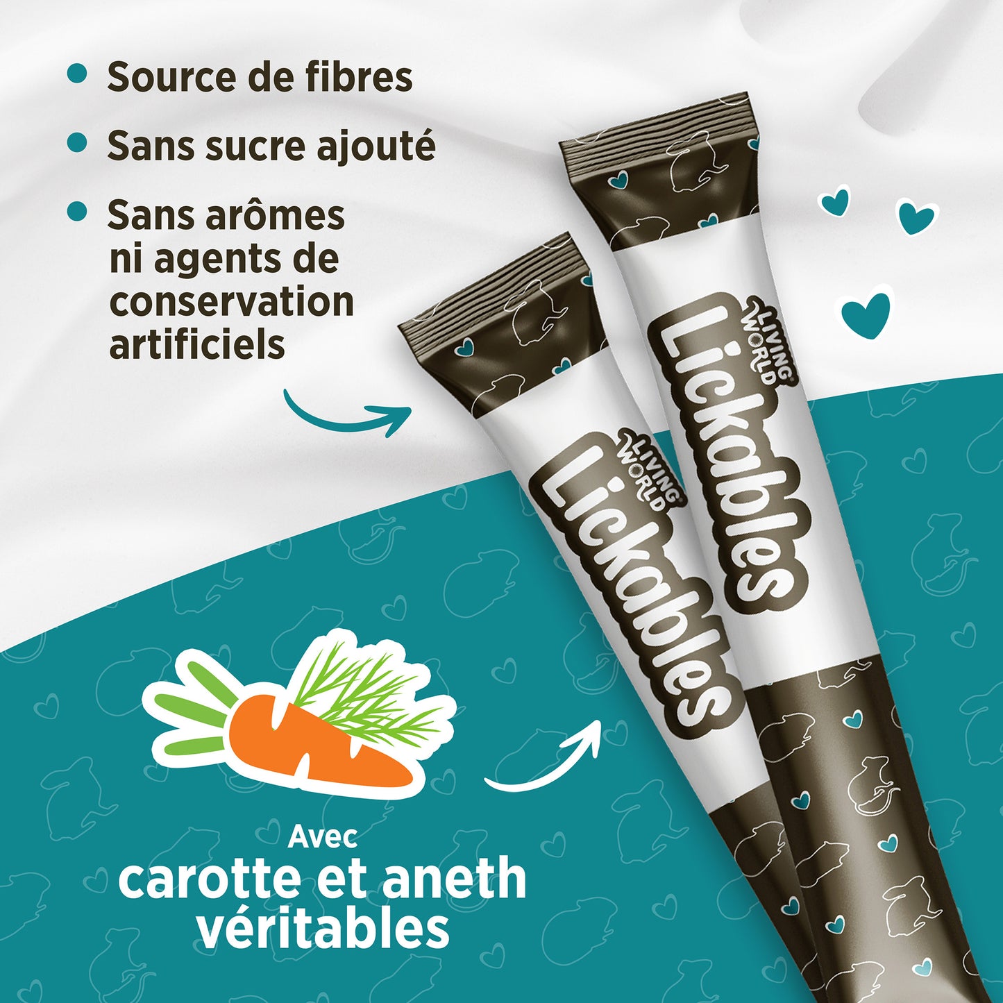 Gâteries Lickables Living World pour petits animaux, saveur de carotte/aneth, 5tubes (10 g)