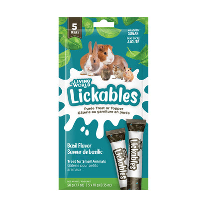 Gâteries Lickables Living World pour petits animaux, saveur de basilic, 5 tubes (10 g)