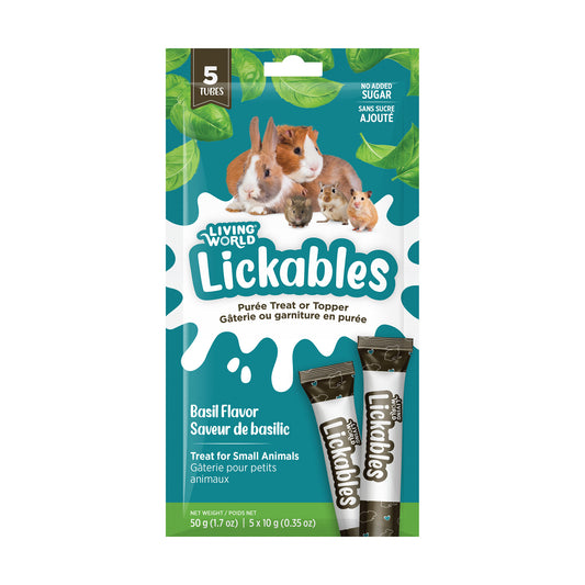 Gâteries Lickables Living World pour petits animaux, saveur de basilic, 5 tubes (10 g)