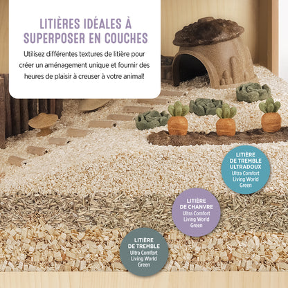 Litière de chanvre Living World Green Ultra Comfort de première qualité, 50 L