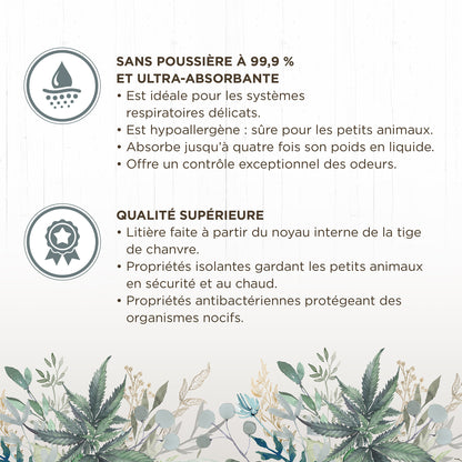 Litière de chanvre Living World Green Ultra Comfort de première qualité, 10 L