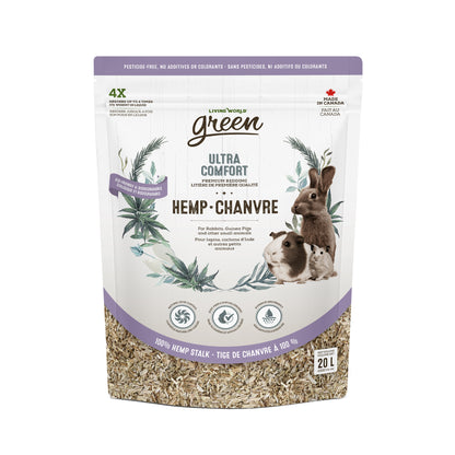 Litière de chanvre Living World Green Ultra Comfort de première qualité, 20 L