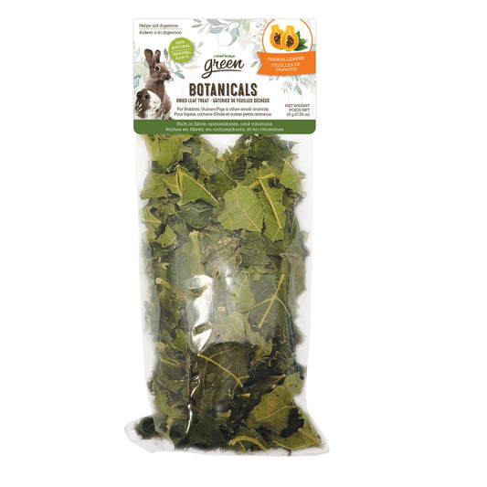 Gâteries de feuilles séchées Botanicals Living World Green, feuilles de papayer, 10 g (0,35 oz)