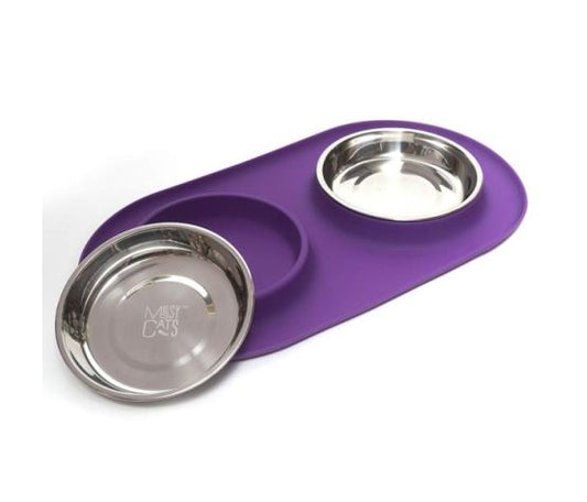 Messy Cats Bol Inox En Silicone Pour Chat, Double