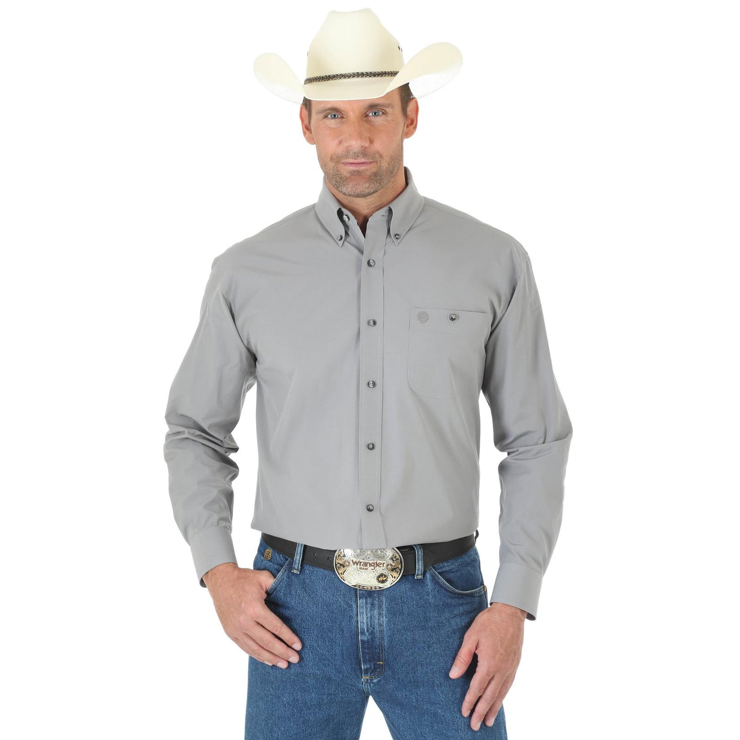 Wrangler George Strait Chemise Manches Longues Grise pour Homme