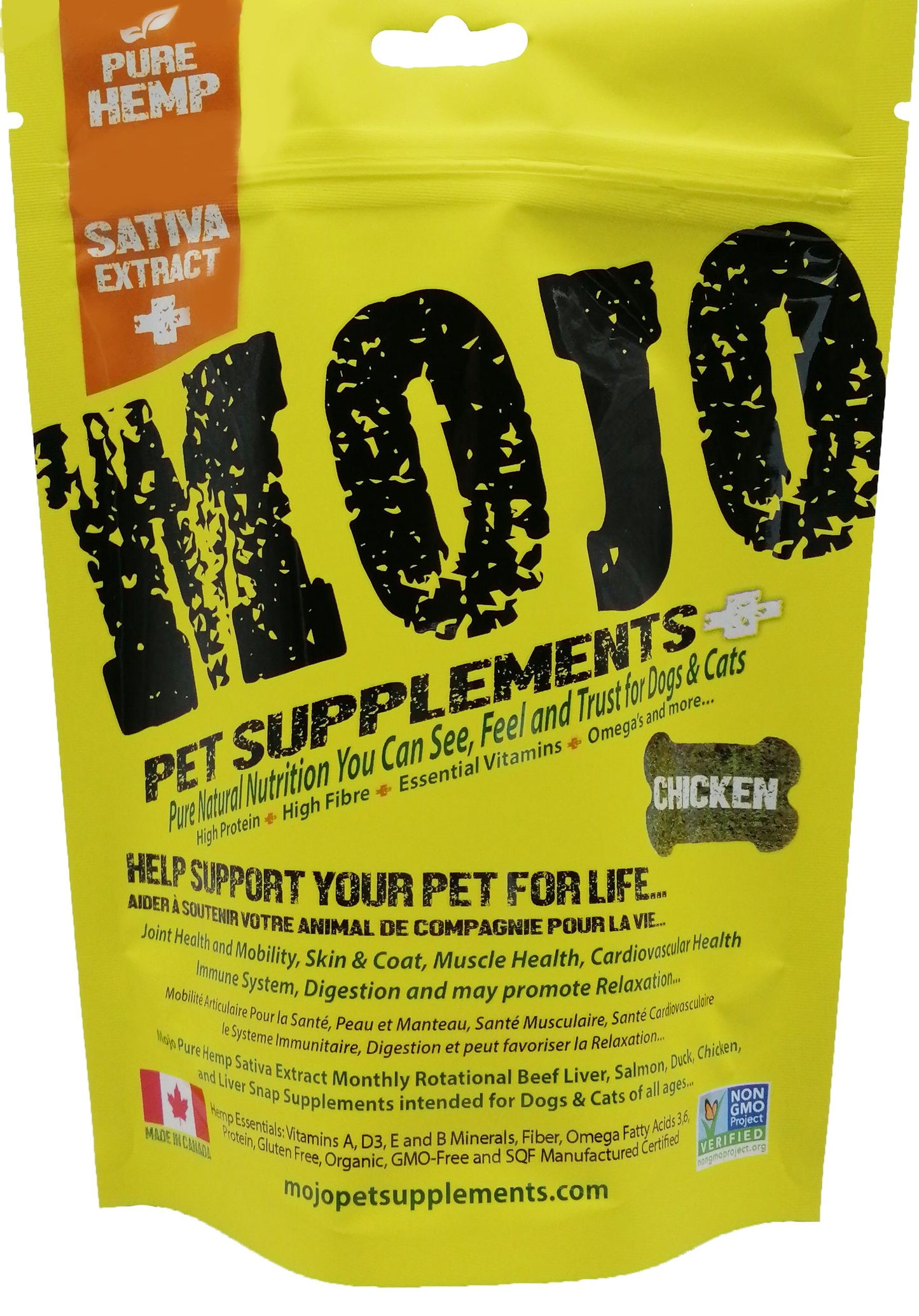 Mojo Suppléments Pour Chiens Et Chats à Base De Chanvre, Saveur De Poulet 192gr