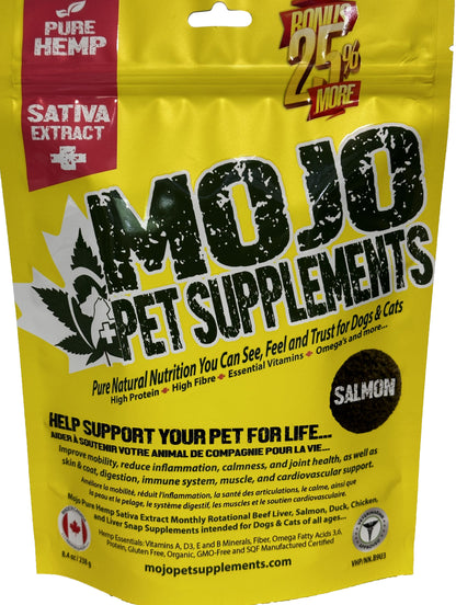 Mojo Suppléments Pour Chiens Et Chats à Base De Chanvre, Saveur De Saumon 238gr