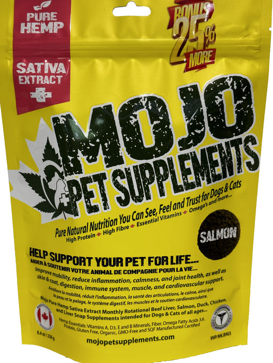 Mojo Suppléments Pour Chiens Et Chats à Base De Chanvre, Saveur De Saumon 238gr