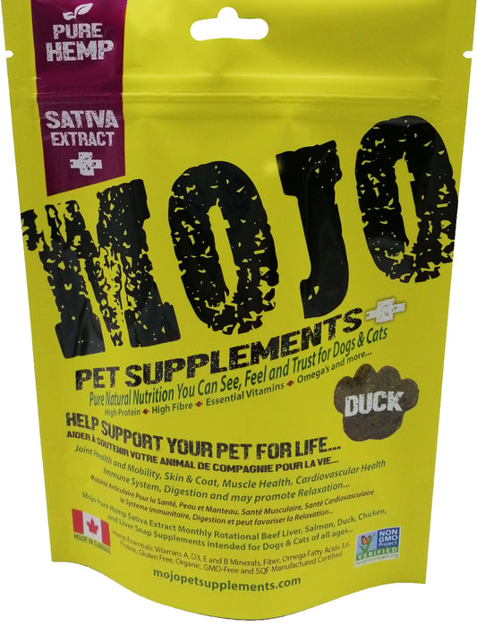 Mojo Suppléments Pour Chiens Et Chats à Base De Chanvre, Saveur De Canard 116gr