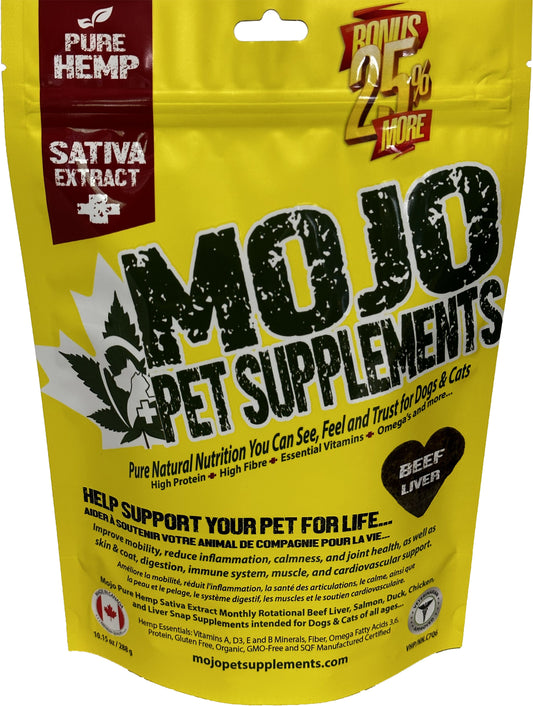 Mojo Suppléments Pour Chiens Et Chats à Base De Chanvre, Saveur De Boeuf 288gr