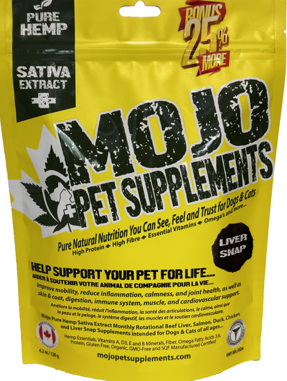 Mojo Suppléments Pour Chiens Et Chats à Base De Chanvre, Saveur De Foie 120gr