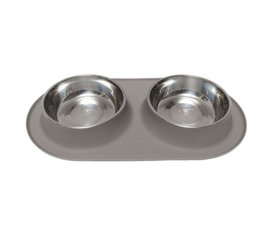 Messy Mutts Bol En Inox Avec Base En Silicone, Double