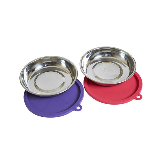Messy Cats Bol En Acier Inoxydable Pour Chat, Avec Couvercles En Silicone, Pqt 2