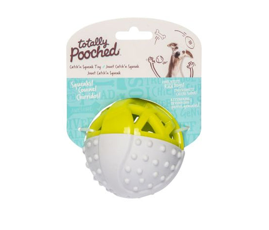 Messy Mutts Catch N' Squeak Jouet En Caoutchouc Chien Balle grise&verte