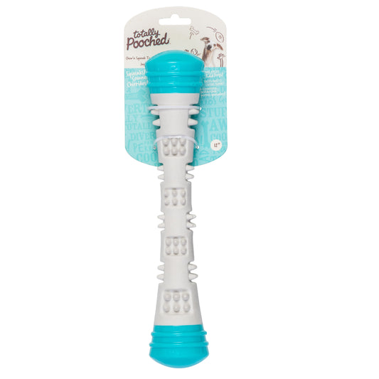 Messy Mutts "totally Pooched, Chew N' Squeak" Jouet En Caoutchouc Pour Chien - Bâton 12" Bleu