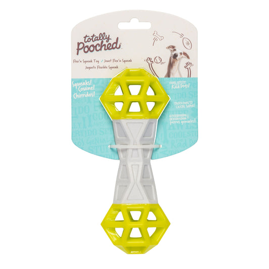 Messy Mutts Flex N' Squeak Jouet En Caoutchouc 7" Chien Vert