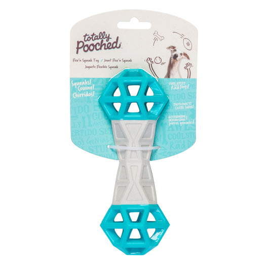 Messy Mutts Flex N' Squeak Jouet En Caoutchouc 7" Chien Bleu