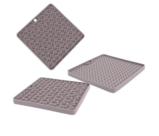 Messy Mutts Tapis D'alimentation Thérapeutique En Silicone - Gris - 5.5"x5.5"