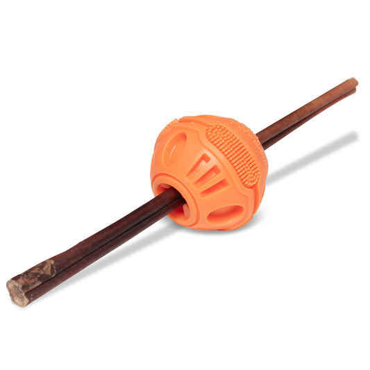 Messy Mutts "totally Pooched, Stuff 'n Brush" Jouet En Caoutchouc Pour Chien - Balle Orange