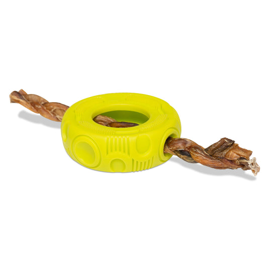 Messy Mutts "totally Pooched, Stuff 'n Brush" Jouet En Caoutchouc Pour Chien - Pneu Vert