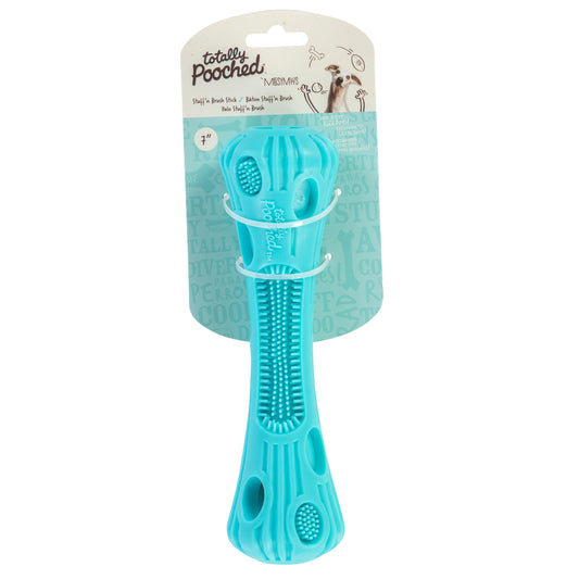 Messy Mutts "totally Pooched, Stuff 'n Brush" Jouet En Caoutchouc Pour Chien - Bâton Bleu