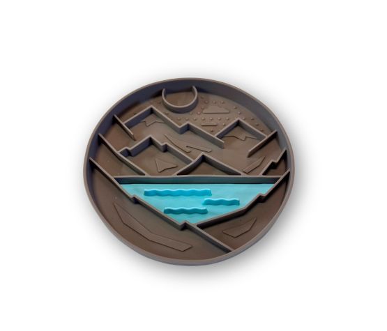 Messy Mutts Bol D'alimentation En Silicone - Gris, à Motif De Montagnes