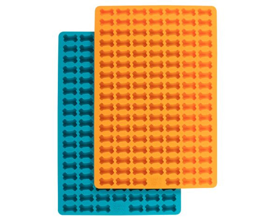 Messy Mutts Moule à Mini Friandises En Silicone, Pqt De 2 - Orange Et Bleu