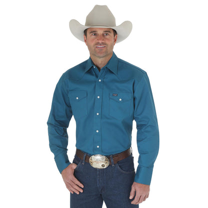Wrangler Men's Authentic Cowboy Cut Chemise Turquoise pour Homme