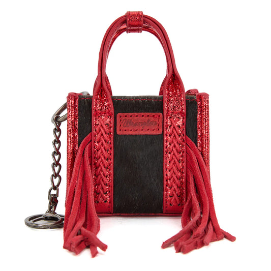 Sac fourre-tout/porte-clés Wrangler en cuir de vachette à franges miniatures