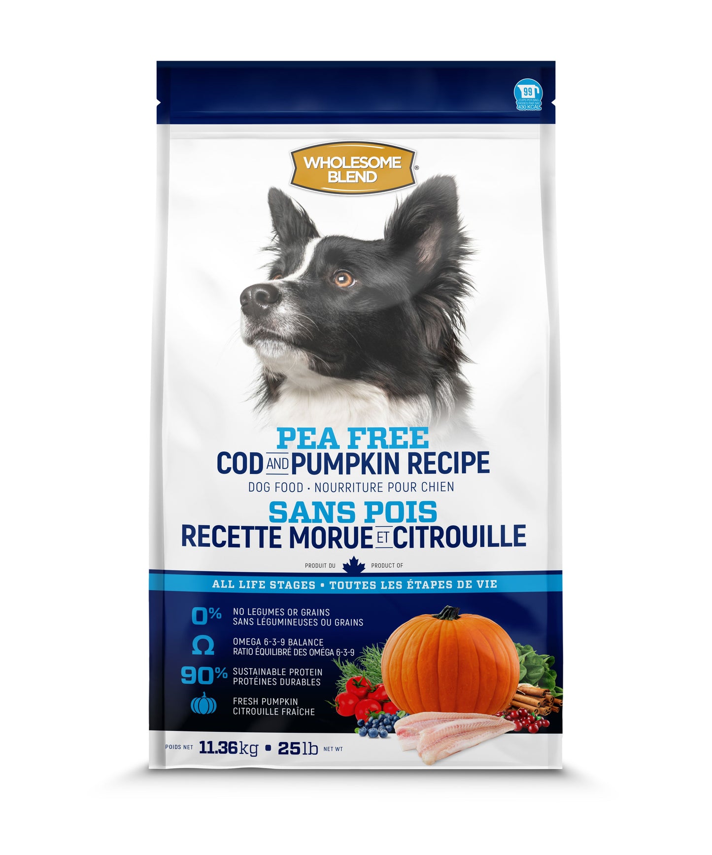 Trouw Nutrition Wholesome Blend Nourriture Pour Chien, Sans Pois, Morue/citrouille