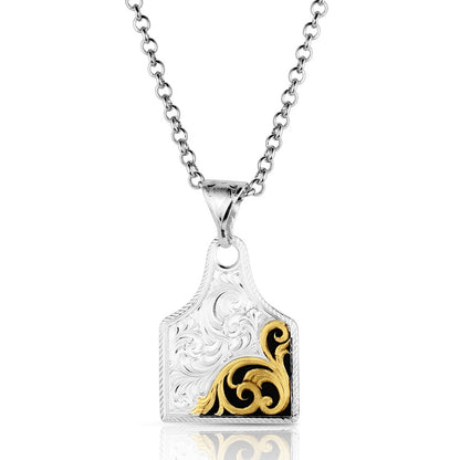 Montana Silversmiths Collier d’étiquette de vache de la route rurale