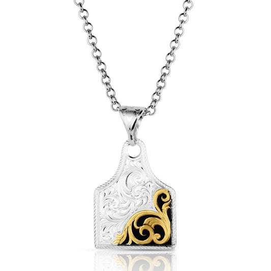 Montana Silversmiths Collier d’étiquette de vache de la route rurale