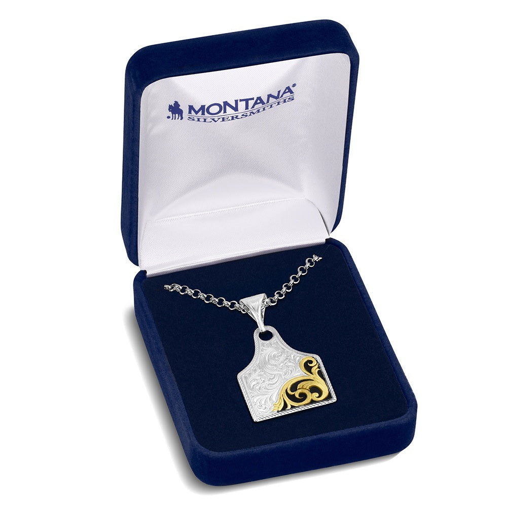 Montana Silversmiths Collier d’étiquette de vache de la route rurale