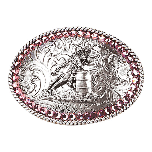Boucle de ceinture western Nocona pour fille – Baril de course avec cristaux roses