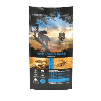 Ambrosia Nourriture sèche pour chat senior stérilisé Truite fraîche et lapin 5 Kg