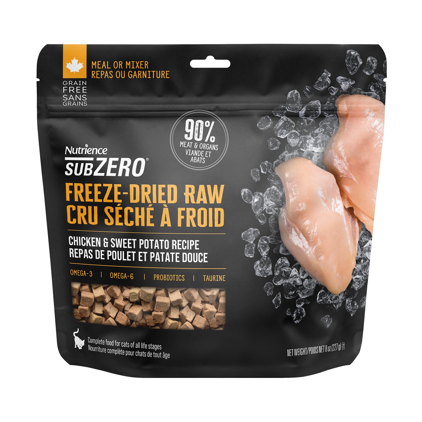 Nutrience SubZero Cru séché à froid, Repas de poulet et patate douce, 227 g