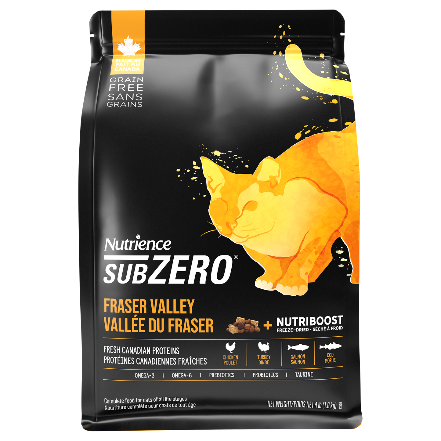 Nutrience SubZero Sans grains pour chats, formulation Vallée du Fraser, 1,8 kg (4 lb)